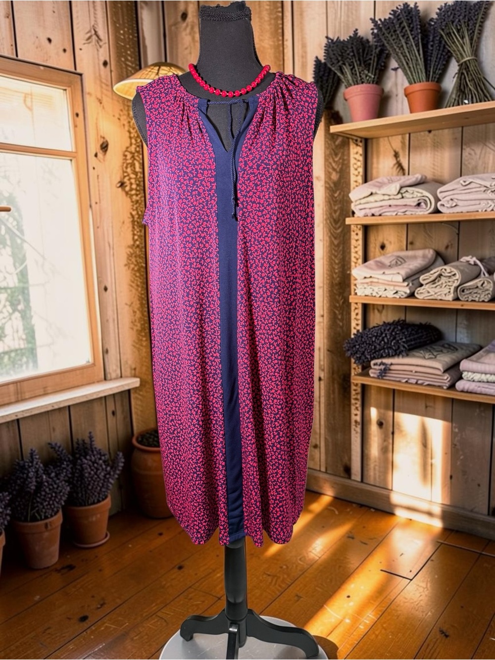Michael Kors Magenta & Navy Sleeveless Printed Nightdress